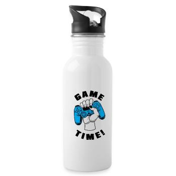 Game Time Video Game Player Gaming Gamer Console P - Trinkflasche mit integriertem Trinkhalm - Weiß - Rechts