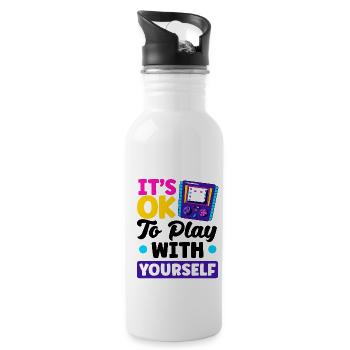 It's Okay To Play With Yourself Video Game Player - Trinkflasche mit integriertem Trinkhalm - Weiß - Rechts