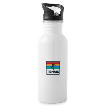 Tennisspieler Retro Logo Tennis Verein 80s 90s - Trinkflasche mit integriertem Trinkhalm - Weiß - Rechts