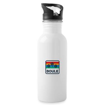 Retro Boule Design 80s 90s Vintage Idée Cadeau - Gourde avec paille intégrée - blanc - Droite