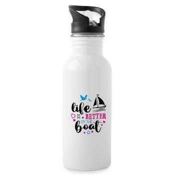 Life Is Better On The Boat Sailboat Captain Sailin - Trinkflasche mit integriertem Trinkhalm - Weiß - Rechts