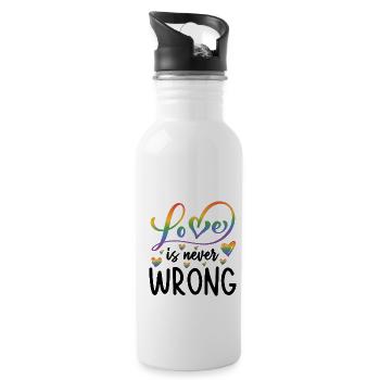 Love Is Never Wrong Lgbtq Diversity Rainbow Pride - Trinkflasche mit integriertem Trinkhalm - Weiß - Rechts