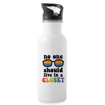 No One Should Live In A Closet Rainbow Pride Lgbtq - Trinkflasche mit integriertem Trinkhalm - Weiß - Rechts