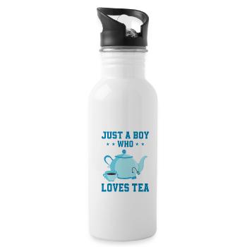 Just A Boy Who Loves Tea Tea Drinker Tea Lover Cup - Trinkflasche mit integriertem Trinkhalm - Weiß - Rechts