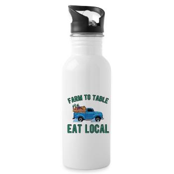 Farm To Table Eat Local Graphic Tractor Tractor Dr - Trinkflasche mit integriertem Trinkhalm - Weiß - Rechts