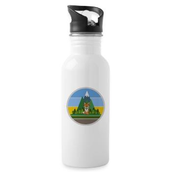 The Mountain Calls: Bergfuchs - Trinkflasche mit integriertem Trinkhalm - Weiß - Rechts