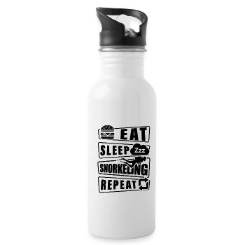 Eat Sleep Snorkel Repeat Scuba Diver Diving Snorke - Trinkflasche mit integriertem Trinkhalm - Weiß - Rechts