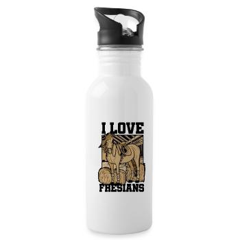 I Love Fresians Equestrian Horse Lover Horse Ridin - Trinkflasche mit integriertem Trinkhalm - Weiß - Rechts
