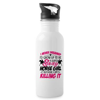 I Never Dreamed I'd Grow Up Top Be A Horse Girl Eq - Trinkflasche mit integriertem Trinkhalm - Weiß - Rechts