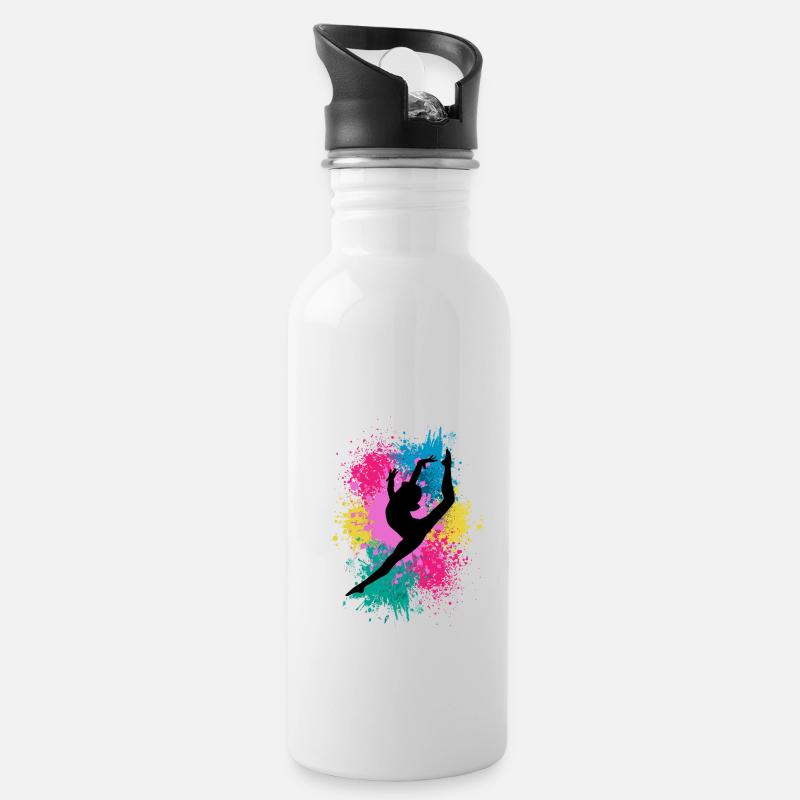 Retro Graphic Gymnast Gymnastics Acrobat Acrobatic - Trinkflasche mit integriertem Trinkhalm - Weiß