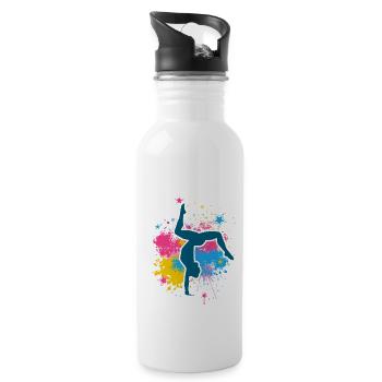 Retro Graphic Gymnast Gymnastics Acrobat Acrobatic - Trinkflasche mit integriertem Trinkhalm - Weiß - Rechts