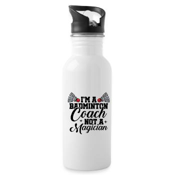 I'm A Badminton Coach Not A Magician Badminton Pla - Trinkflasche mit integriertem Trinkhalm - Weiß - Rechts