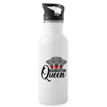 Badminton Queen Badminton Player Shuttlecock Sport - Trinkflasche mit integriertem Trinkhalm - Weiß - Rechts