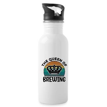 The Queen Of Brewing Homebrewing Brewery Craftbeer - Trinkflasche mit integriertem Trinkhalm - Weiß - Rechts