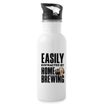 Easily Distraced Home Brewing Homebrow Brewery Bee - Trinkflasche mit integriertem Trinkhalm - Weiß - Rechts