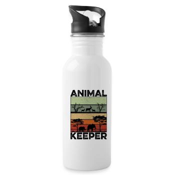 Retro Graphic Animal Keeper Zoo Keeper Animal Love - Trinkflasche mit integriertem Trinkhalm - Weiß - Rechts