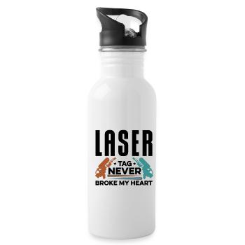 Lasertag Never Broke My Heart Lasertag Player Lase - Trinkflasche mit integriertem Trinkhalm - Weiß - Rechts