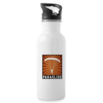 Retro Graphic Paragliding Paraglider Parachute Sky - Trinkflasche mit integriertem Trinkhalm - Weiß - Rechts