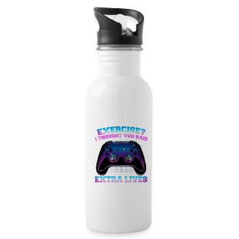 Exercise I Thought You Said Extra Lives Gaming Gam - Trinkflasche mit integriertem Trinkhalm - Weiß - Rechts