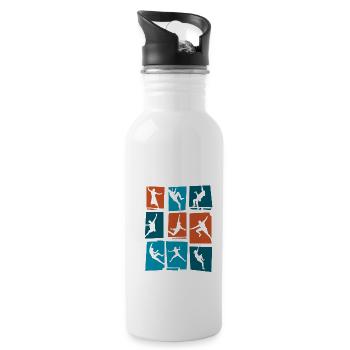Retro Graphic Climbing Bouldering Rock Climber Mou - Trinkflasche mit integriertem Trinkhalm - Weiß - Rechts