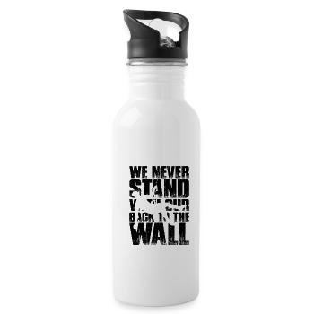 We Never Stand With Our Back To The Wall Mountaine - Trinkflasche mit integriertem Trinkhalm - Weiß - Rechts