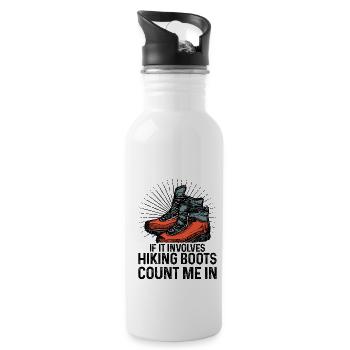 If It Involves Hiking Boots Count Me In Hiking Tre - Trinkflasche mit integriertem Trinkhalm - Weiß - Rechts