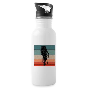 Retro Graphic Hiking Hiker Mountaineering Trekking - Trinkflasche mit integriertem Trinkhalm - Weiß - Rechts