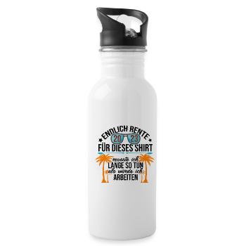 Endlich Rente 2023 Für Dieses Shirt Musste Ich Lan - Trinkflasche mit integriertem Trinkhalm - Weiß - Rechts