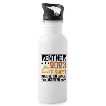Rentner 2023 Für Dieses Shirt Musste Ich Lange Arb - Trinkflasche mit integriertem Trinkhalm - Weiß - Rechts