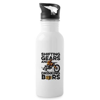 Shifting Gears And Drinking Beers Motocross Dirt B - Trinkflasche mit integriertem Trinkhalm - Weiß - Rechts