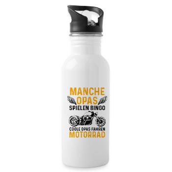 Manche Opas Spielen Bingo Coole Opas Fahren Motorr - Trinkflasche mit integriertem Trinkhalm - Weiß - Rechts