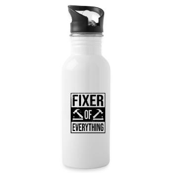 Fixer Of Everything Car Lover Automobile Mechanic - Water bottle with straw - white - Right