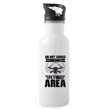 Do Not Cross Drone Flying Area Drone Pilot Quadcop - Water bottle with straw - white - Right