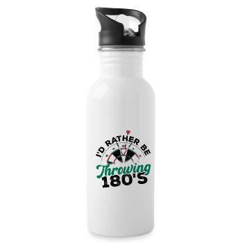 I'd Rather Be Throwing Darts And Board Dartplayer - Water bottle with straw - white - Right