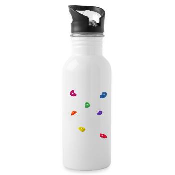 Retro Graphic Climbing Bouldering Rock Climber Mou - Water bottle with straw - white - Right