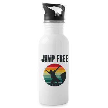 Retro Graphic Cliff Diver Cliff Diving Tombstoning - Water bottle with straw - white - Right