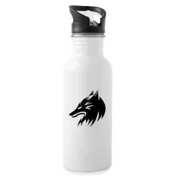 Style de tatouage de portrait de tête de loup - Gourde avec paille intégrée - blanc - Droite