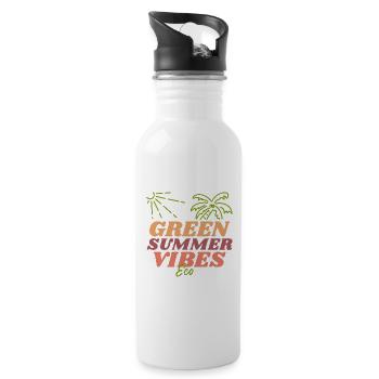 Green Summer Vibrations, nachhaltiger Sommer - Trinkflasche mit integriertem Trinkhalm - Weiß - Rechts