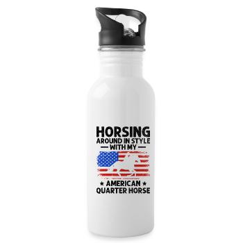 American Quarter Horse Equestrian Horse Lover Hors - Water bottle with straw - white - Right