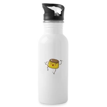 Pudding rennt Nachspeise - Trinkflasche mit integriertem Trinkhalm - Weiß - Rechts