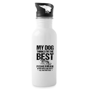 Angeln Hundebesitzer Hundeliebhaber Perfect Fishing Funn - Trinkflasche mit integriertem Trinkhalm - Weiß - Rechts