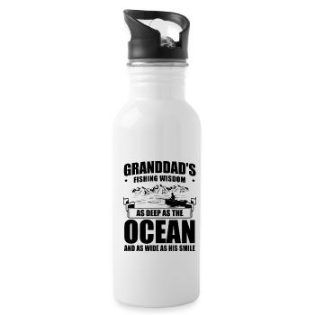 Fishing Granddad Grandpa Fisherman Grandkid Funny - Water bottle with straw - white - Right