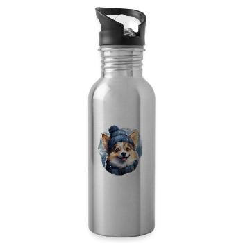 Winterfreuden mit Papillon - Trinkflasche mit integriertem Trinkhalm - Lightsilver - Rechts