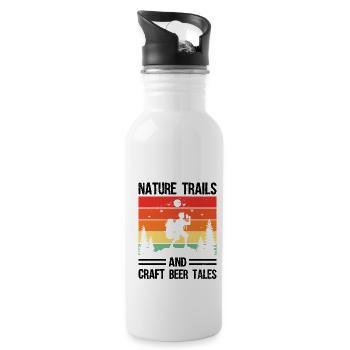 Wandern Wanderer Natur Trekking Outdoor Bergsteigerin - Trinkflasche mit integriertem Trinkhalm - Weiß - Rechts