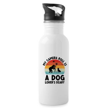 Dog Lover Photography Loves Dog Photographer Dogs - Water bottle with straw - white - Right