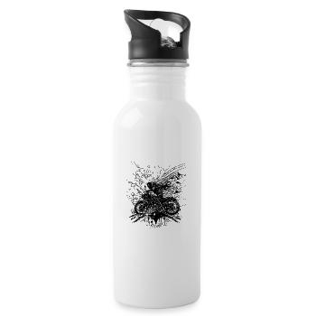 Gelände Motorrad Style Splash Biker - Trinkflasche mit integriertem Trinkhalm - Weiß - Rechts