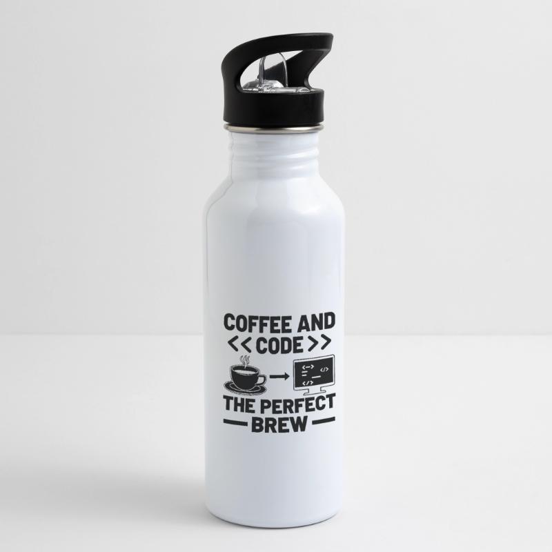 Coffee Coding Programmer Coder Developer Nerd Coff Water bottle with straw