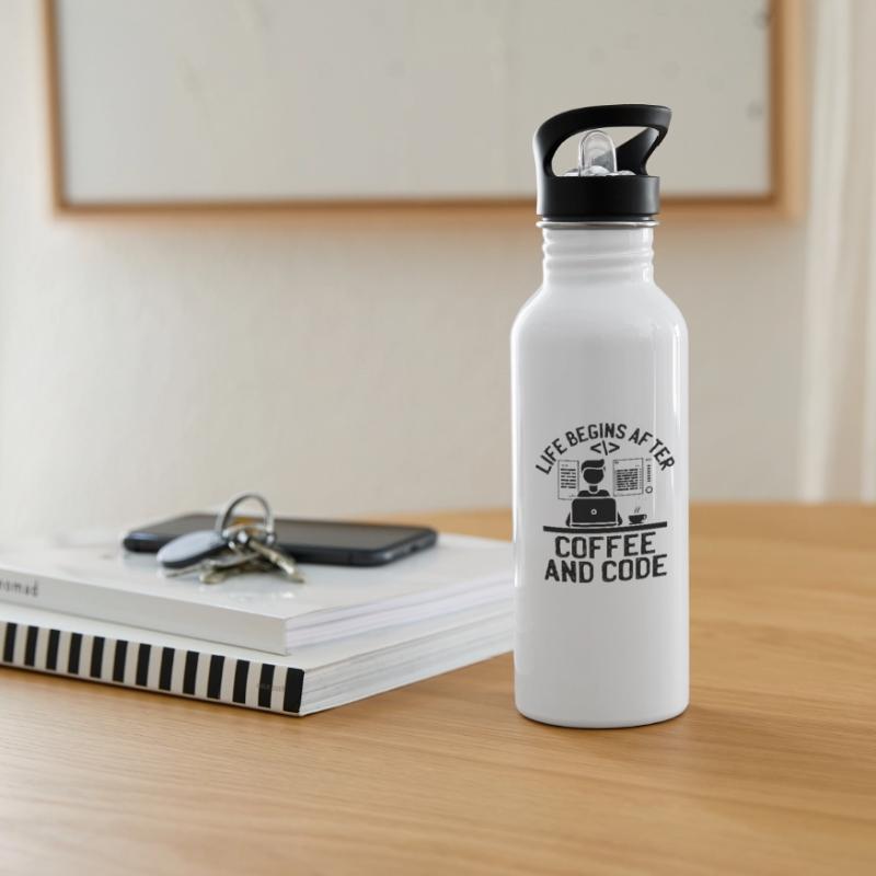 Coffee Coding Programmer Coder Developer Nerd Coff Water bottle with straw