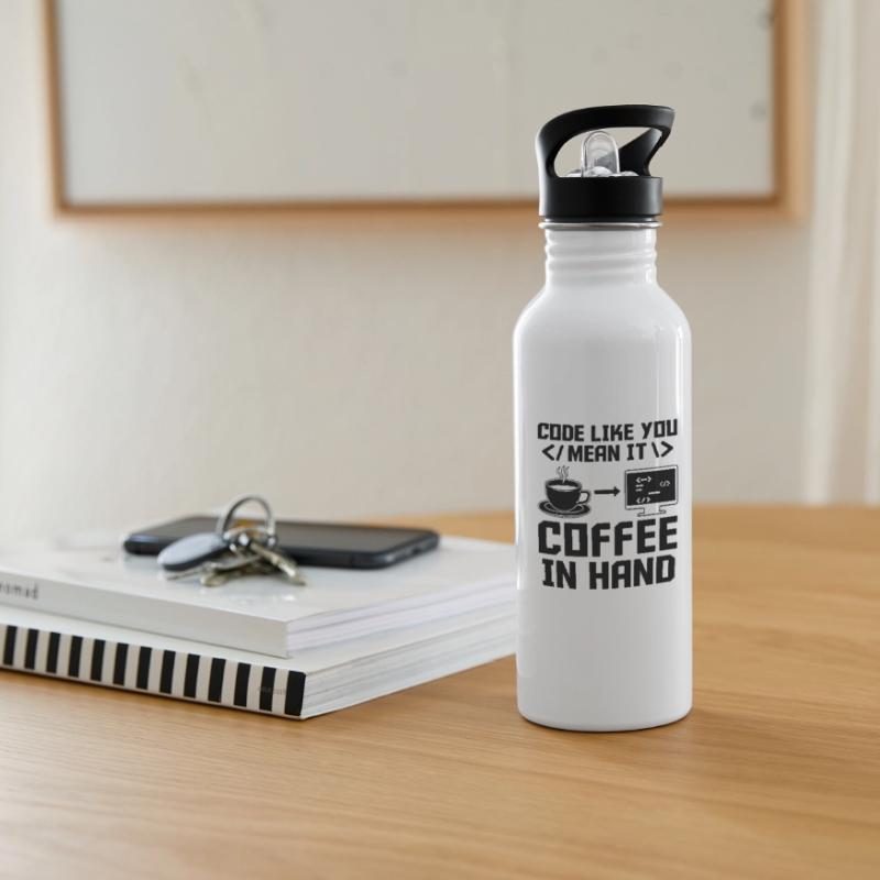 Coffee Coding Programmer Coder Developer Nerd Coff Water bottle with straw