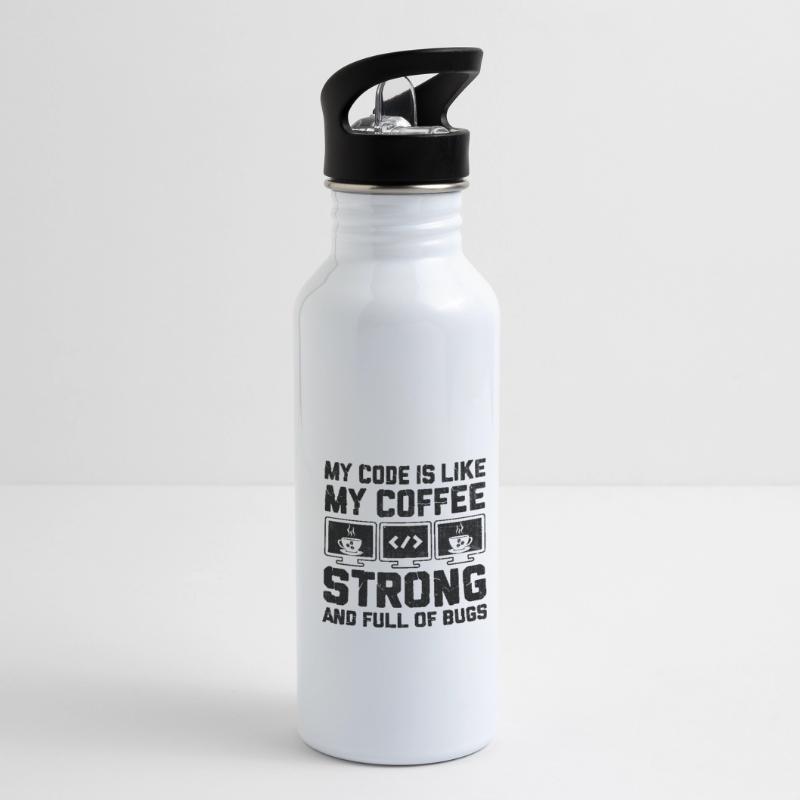 Coffee Coding Programmer Coder Developer Nerd Coff Water bottle with straw